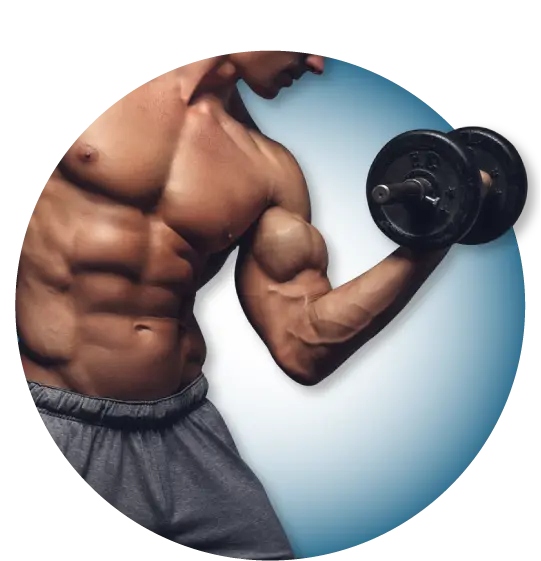 TRT Testosterone Treatment 1 Muscular man with dumbbells